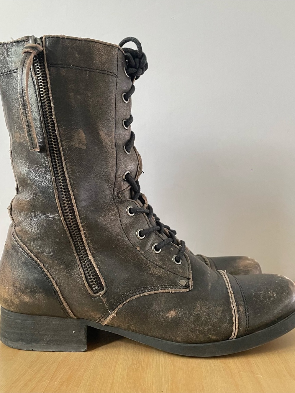 ALDO Lace-up Leather Combat Boots | US 8